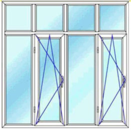 پنجره چهار لنگه دو لنگه باز شوی دو حالته کتیبه دار