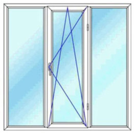 پنجره سه لنگه با بازشوی دوحالته کتیبه دار