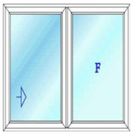 پنجره دو لنگه بدون کتیبه با یک بازشوی کشویی