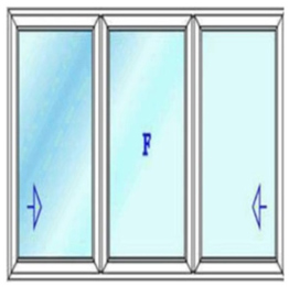 پنجره سه لنگه با دو بازشوی کشویی بدون کتیبه