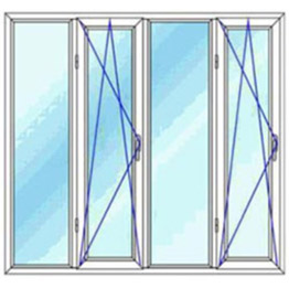 پنجره چهار لنگه با دو بازشوی دو حالته بدون کتیبه