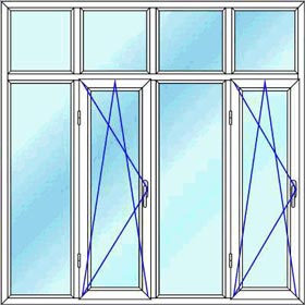 پنجره دو جداره یو پی وی سی طرح چهار لنگه کتیبه دار 